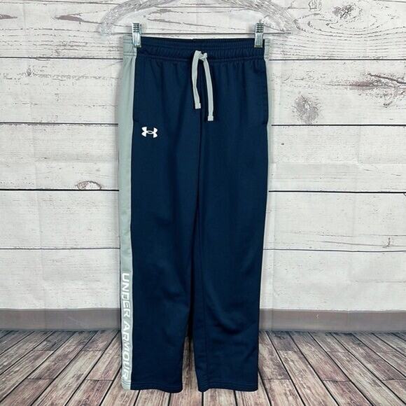 Under Armour Sweat Pants Medium Youth Boys Blue Gray Draw String Loose - Picture 3 of 7